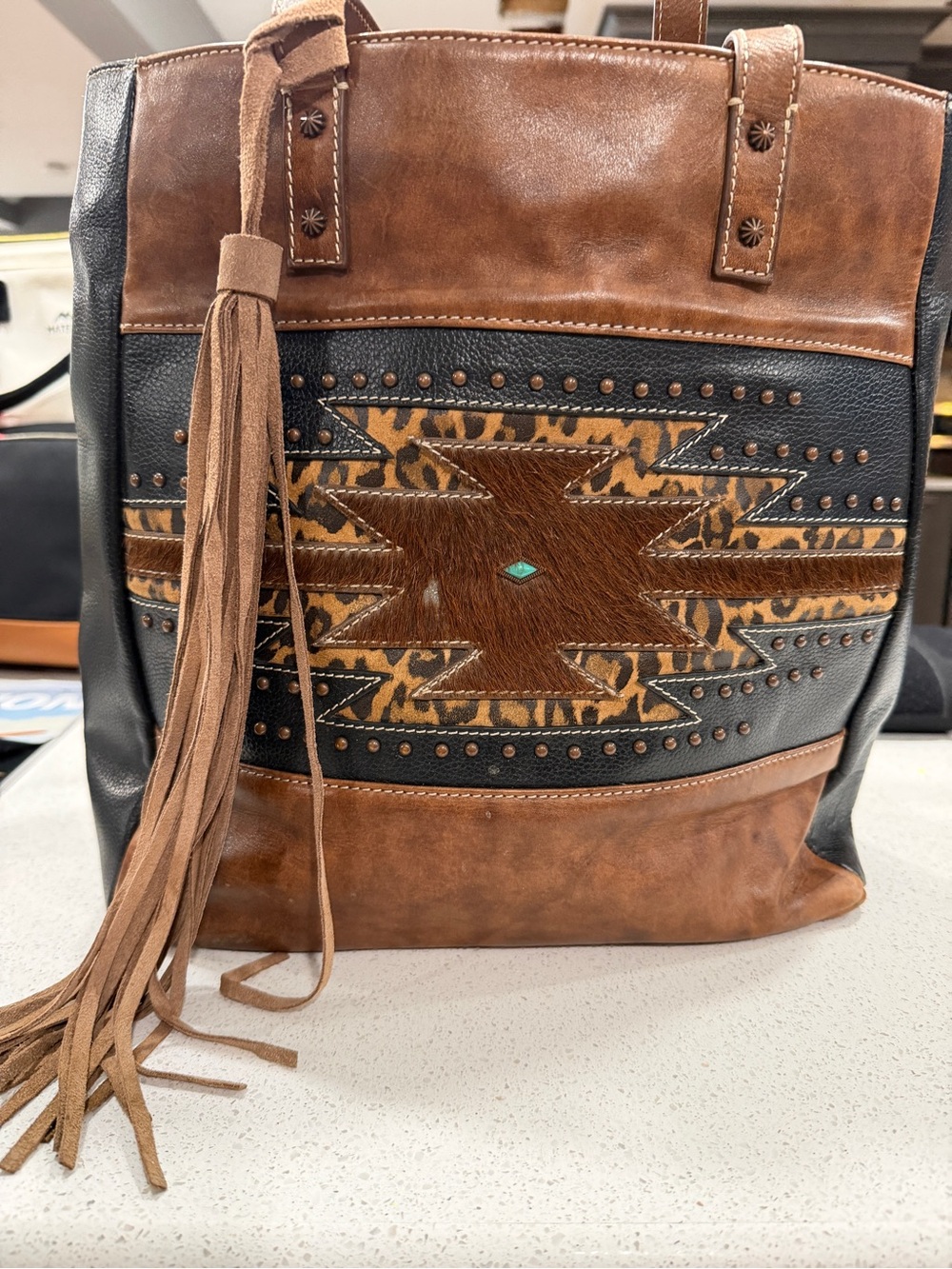 Nocona Leather Conceal Carry Tote Western Cheetah Print